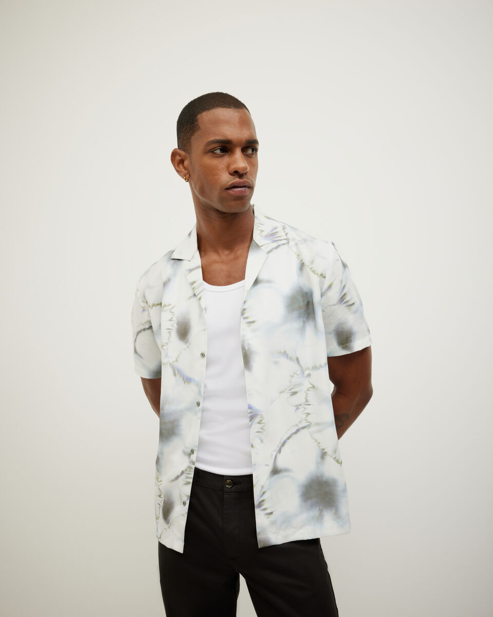 Tie-dye Short Sleeve Shirt, White Multi, hi-res